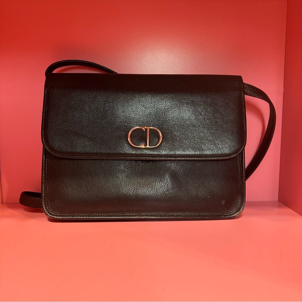VTG Christian Dior Black Leather Crossbody/Clutch Bag